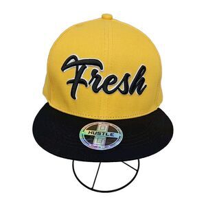 OG HUSTLE "Fresh" Yellow & Black Snapback Baseball Cap Hat One Size
